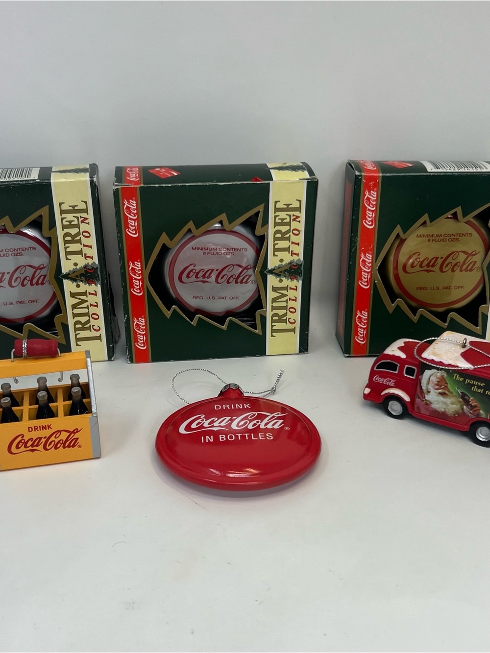 Vintage 1990 Coca-Cola Christmas Ornament Lot of 6 Trim-A-Tree Coke Collectibles